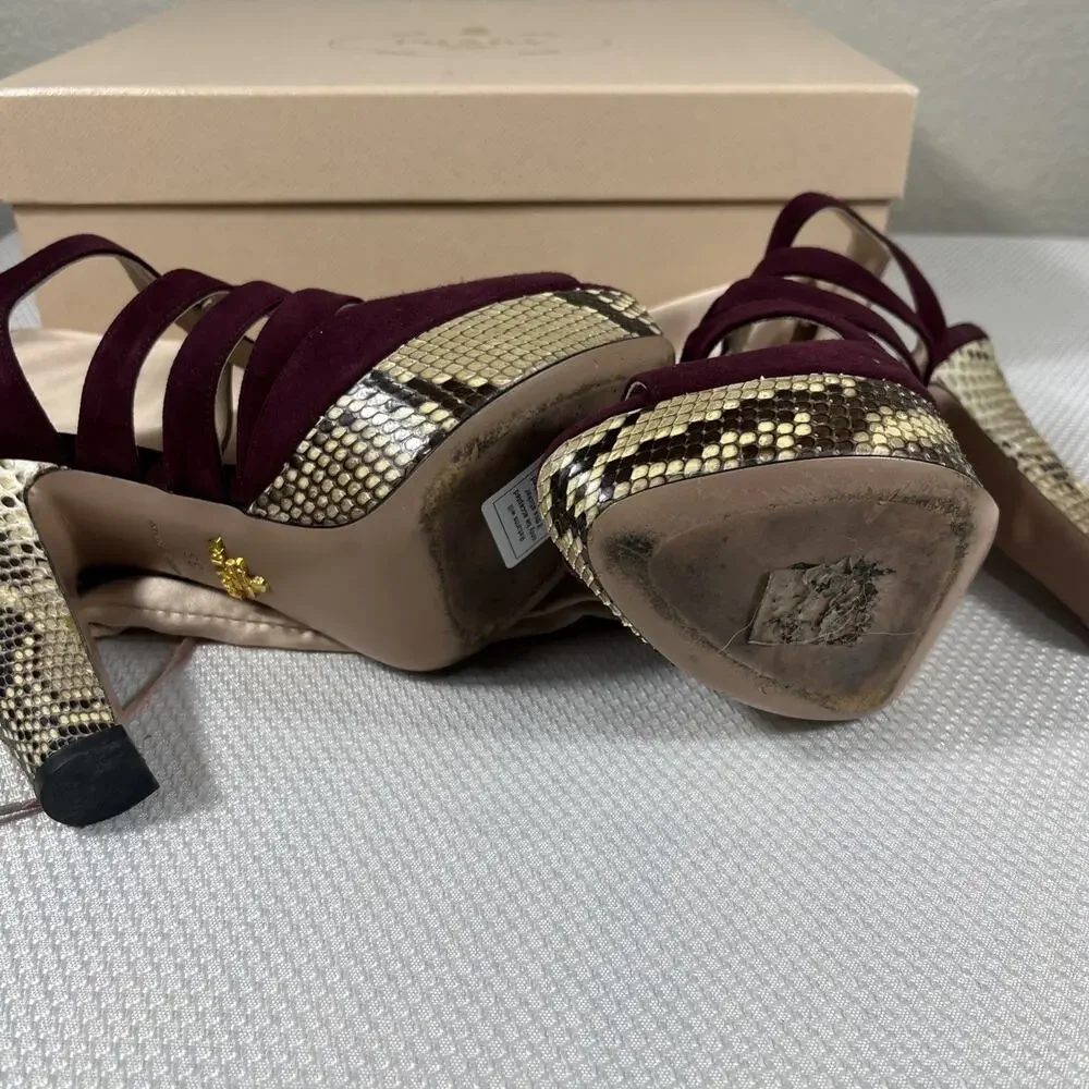 Prada Suede And Snakeskin Heels Sz 36 / US 5.5 w/‎ Dust Bag & Box